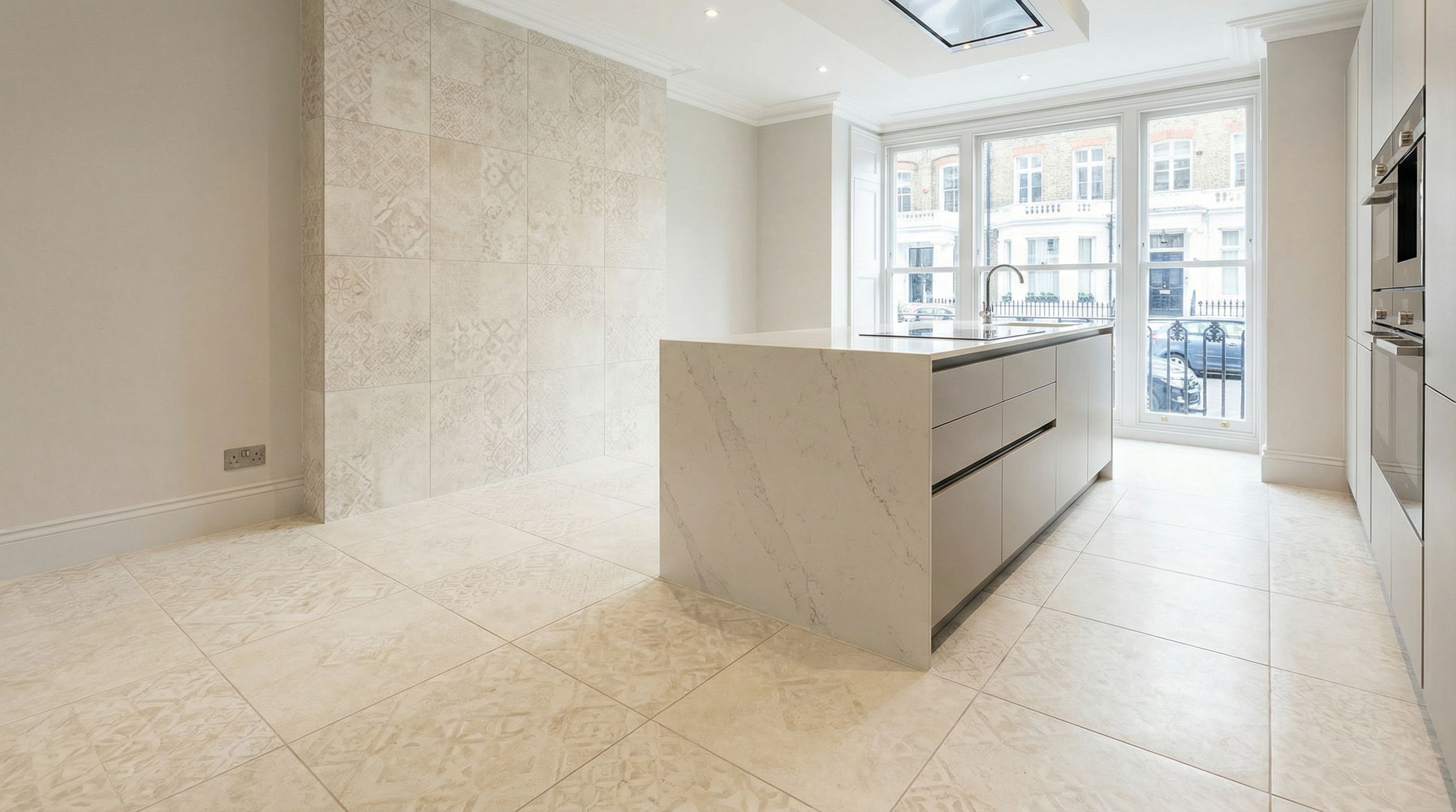 Luxury beige kitchen tiling